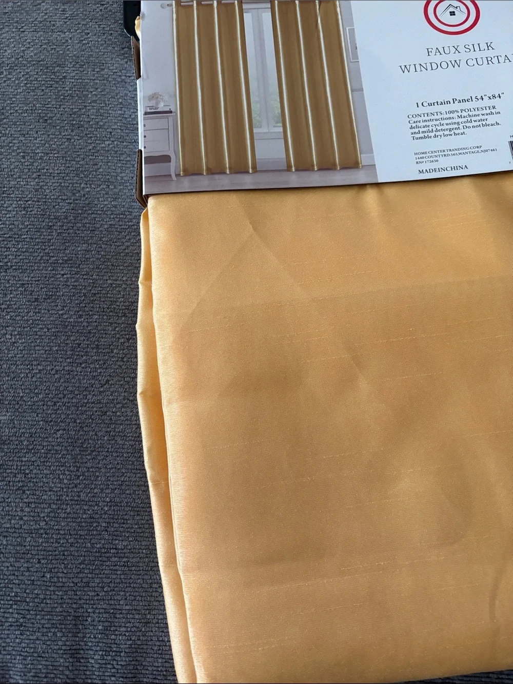 Faux Silk Curtain Panel in Gold